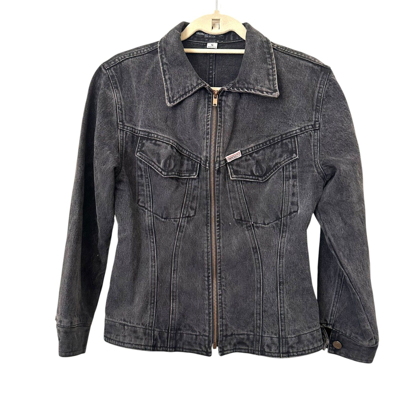Guess By Georges Marciano Vintage Fitted Denim Jacket Faded Black Small